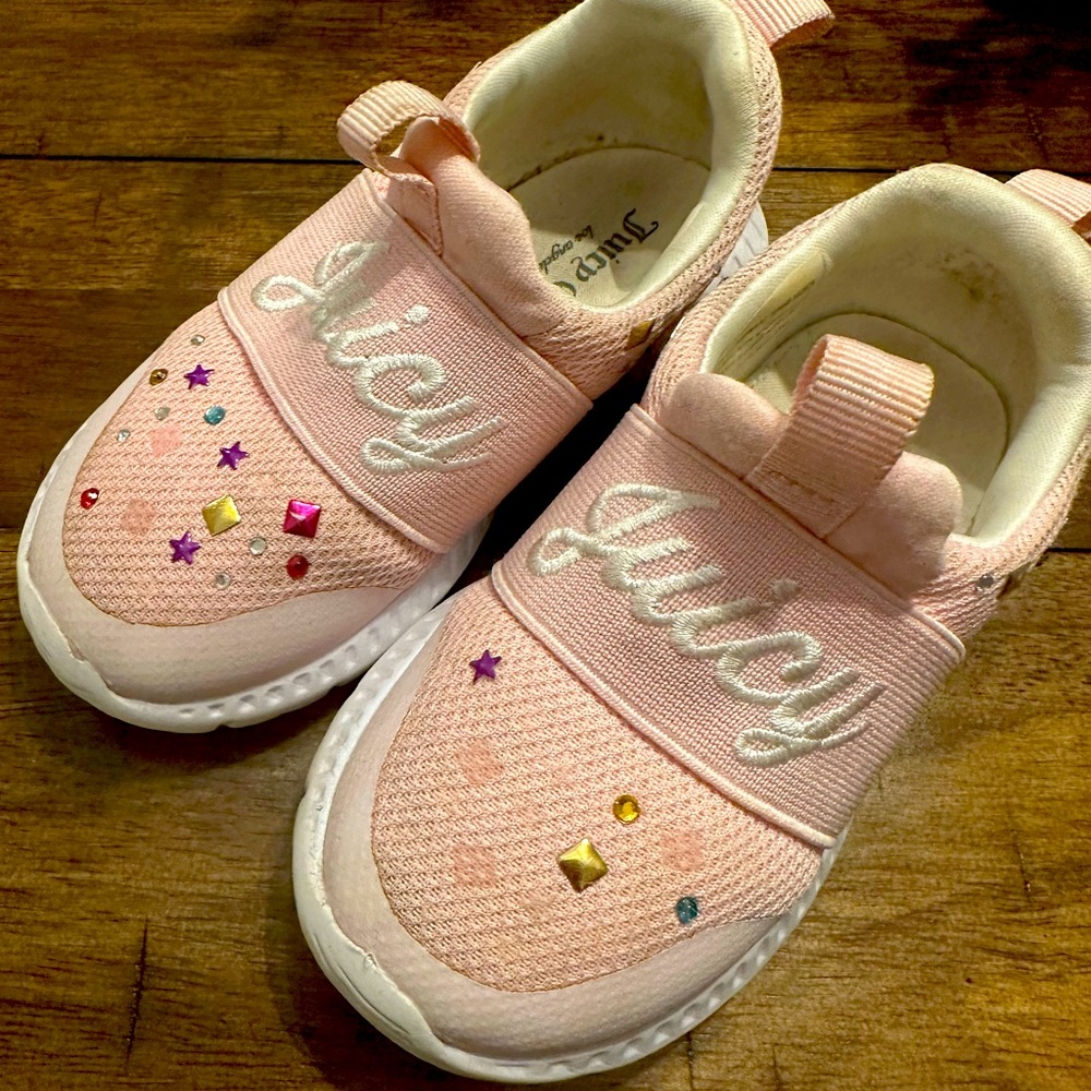 Juicy Couture, rhinestone embellished pink slip on toddler sneakers